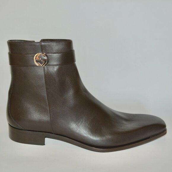 NIB GUCCI ANKLE INTERLOCKING GG LEATHER BOOTS - Picture 8 of 10